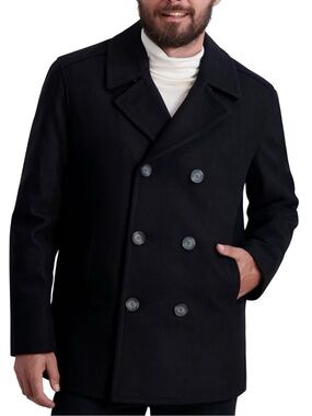 NAUTICA Black Double-Breasted Peacoat | Medium